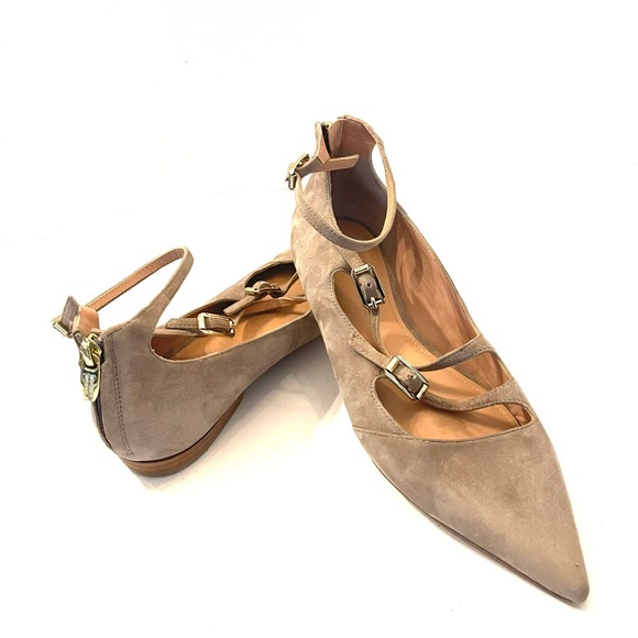 Sigerson Morrison | Pulie Pointy Suede Buckle Flat Blush - 7M Womens - Picture 12 of 14